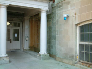 Picture of the Old Main Emergency Blue Light Phone